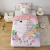 MUSOLEI Unicorn Duvet Cover and Pillowcase for Children, Pink, Purple,