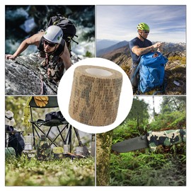 BOROLA Self-Adhesive Protective Camouflage Tape Cling Scope Wrap Military Camo Stretch Bandage for Gun Rifle Shotgun Camping Hunting （4Pcs, Desert Camo