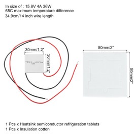 QUARKZMAN TES1-12704 Semiconductor Cooling Tablets 15.8V 4A 36W Heatsink Thermoelectric Cooler Cooling Plate Module 30 x 30 mm