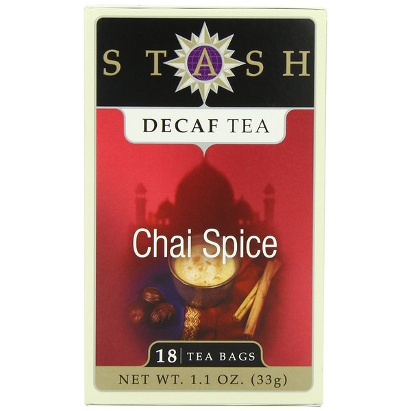 Stash Tea Decaf Chai Spice Tea 18 Count Tea Bags (packaging may vary) Individual Decaffeinated Black Tea Bags, Use in Teapots Mugs or Cups, Brew Hot Tea or Iced Tea