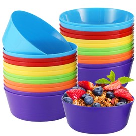 Ysglory 24 Packs Reusable Plastic Bowls for Kid 10 oz Colorful Cereal Snack Bowls Microwave Dishwasher Safe Salad Dessert Soup Bowls 6 Color Bowl Set