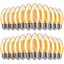 FLSNT 40W Equivalent LED Chandelier Light Bulbs, Dimmable Amber LED B11 E26 Candelabra Base Bulbs, 2200K Warm White, 330LM, 24 Pack UL,CA65 Listed.