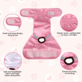 EOAMGO Dog Nappies, Reusable Dog Period Pants, Dog Incontinence Pants, Dog Season Pants Female (S)