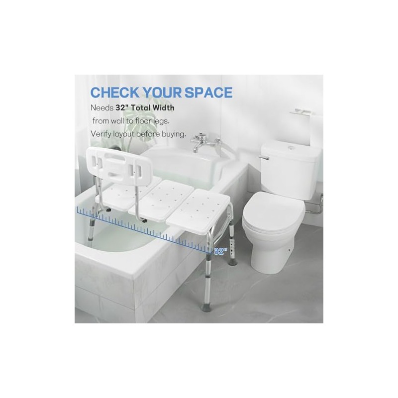 TABEKE Tub Transfer Bench for Bathtub, Tool Free Assembly Shower