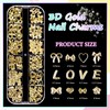 RODAKY 2 Boxes Gold Nail Charms and Flatback Pearls,Bow Charms
