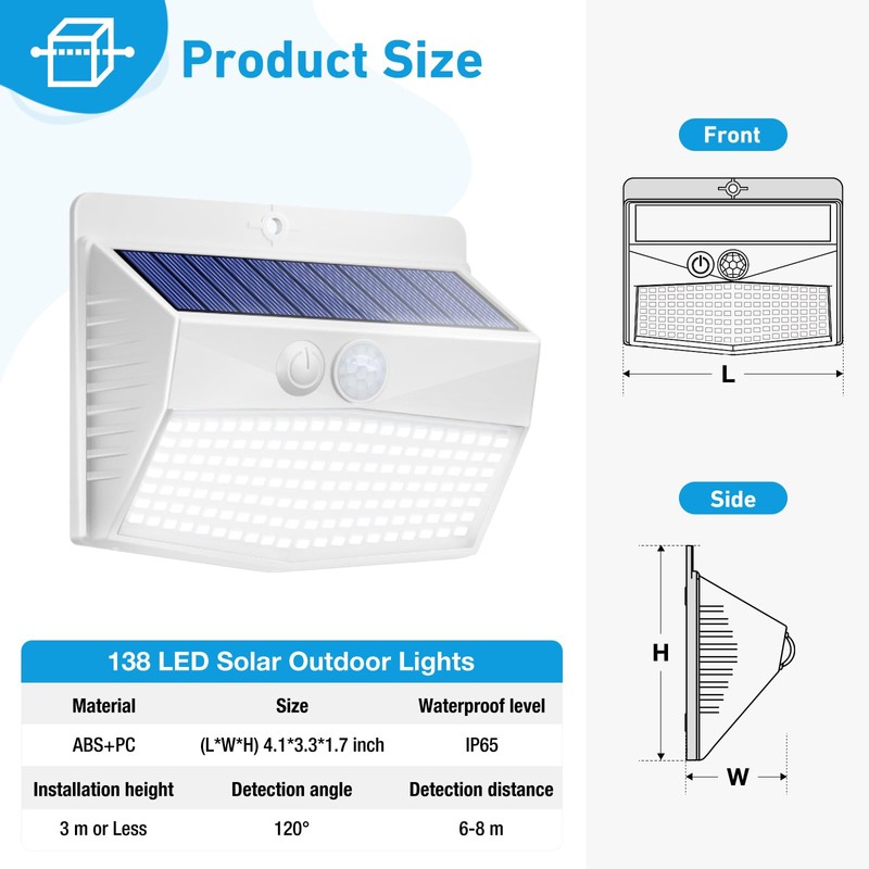 Solar Lights Outdoor Motion Sensor [138 LED/6 Packs] Solar Security