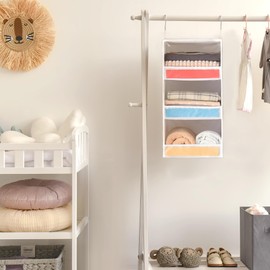 GRANNY SAYS 3-Shelf Hanging Storage Organizer, Pack of 1 Hanging Shelves for Closet Storage, Rangement Garde Robe, Collapsible Hanging Clothes Organizer, Wardrobe Hanging Organizer for Nursery, White