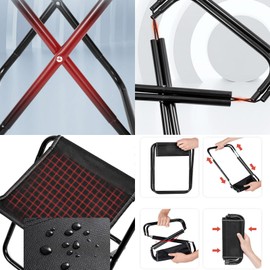 Heavy Duty Folding Camping Chair - Portable Compact Stool with Carry Bag | Steel Frame Outdoor Chair for Adults & Kids | Beach, Fishing, Picnic & Hiking Gear (Black)