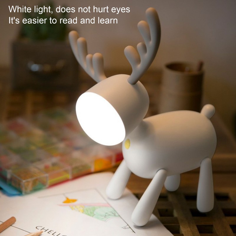 LED Night Light Cartoon Deer Shaped Table Lamp 1200mAh USB