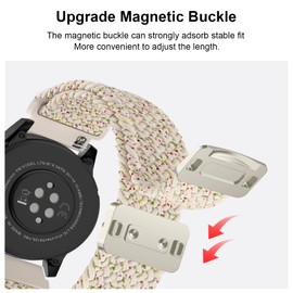 Oumida Elastic Nylon Bracelet for Garmin Vivoactive 5 Wristband/Vivoactive 3 Music, Garmin Venu Sq/Venu Sq 2/Venu Sq 2 Music/Venu 2 Plus Bracelets, Braided Watch Strap with Magnetic Buckle