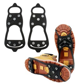 LANAFAY Ice Snow Grips, Non Slip Gripper Spike, Winter Outdoor Crampon with 10 Studs, Ice Traction Cleats, Grippers Shoe Spikes Grips Safe Protect For Women Men Kids for Snow Walking Hiking(L)