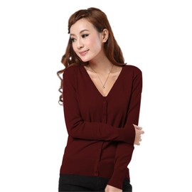 Mooncolour Womens 24 Colors Knit Outwear Autumn Cardigan Sweater, Burgundy, UK 12