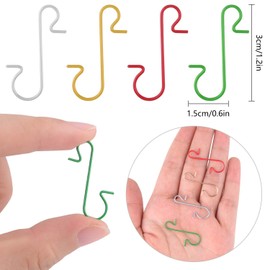 KUUQA 200 Pcs Christmas Ornament Hooks 4 colors Stainless Steel Christmas Ornament Hangers Perfect for Art Craft Christmas Tree Decorations,Silver Red Gold Green