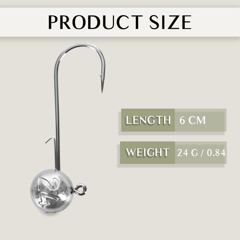 Round Jig Head, Fishing Jig Head Hook Set for Pike,