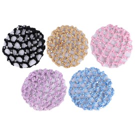 FRCOLOR Elastic Hair Snood Net 5 Pack Handmade Crochet Hairnet Breathable Hair Bun Covers for Dance Gymnastics Performance Styling Accessories