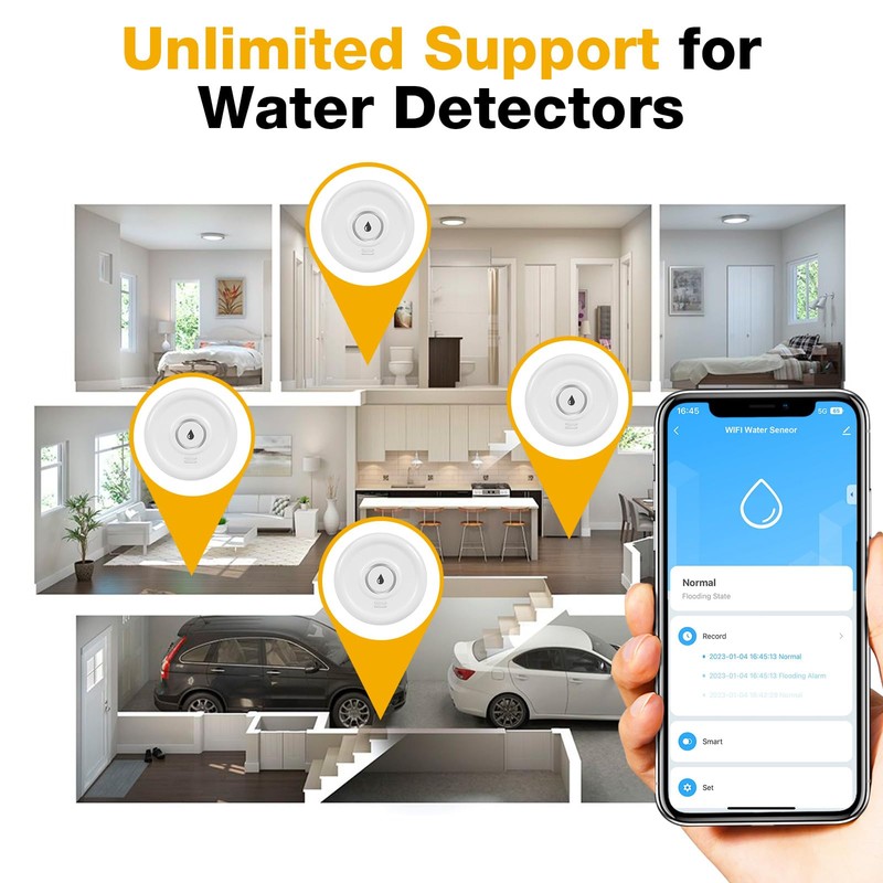 Douevo 5 Pack WiFi Water Leak Sensor, 100 dB Water