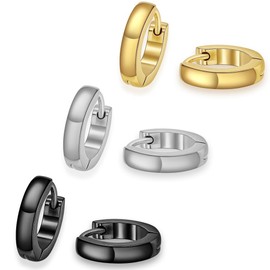 ADAIER Iced Out Hoop Earrings Cubic Zirconia Huggie Cartilage Cuff Stainless Steel Earrings Hypoallergenic Hoop Huggie Earrings For Men Women SE-33, F, Stainless Steel, No Gemstone