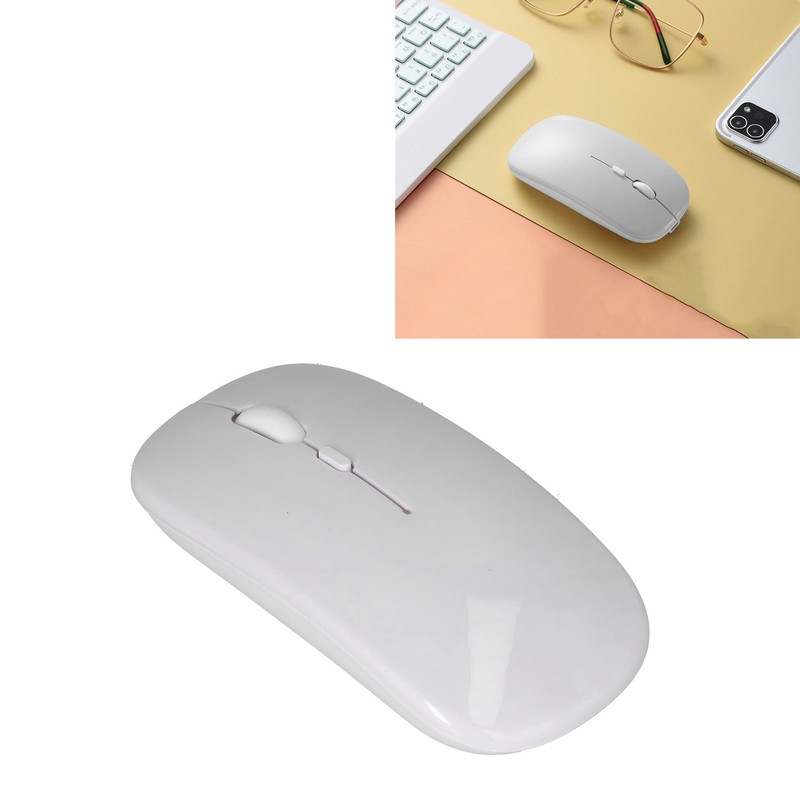 Wireless Mouse Rechargeable DualMode 2.4G Ergonomic Mute Optical Computer Accessories(White