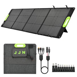 JJN 200W Portable Solar Panel, Foldable Solar Panels for Portable Power Station, Bulit-in Charge Controller with USB/Type-C/PD/QC 3.0 for Outdoor Camping Van RV Trip[New Version]