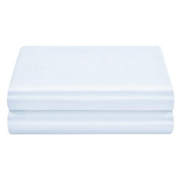 Satin Flat Sheet Only, 1 - Piece Top Sheet, Extra Soft Silk Flat Bed Sheets Sold Separately (White, Twin)