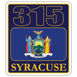 315 Area Code, Syracuse Auburn Rome Area Code, New York Flag | Weatherproof Outdoor Sticker Perfect for toolboxes, laptops, Trucks, Skateboards, Windows