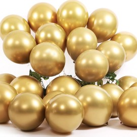Gold Balloons, 50 Pcs 12 In Gold Party Decorations for Birthday Decorations, Wedding Decorations, Baby Shower Balloons, Gold Birthday Balloons with Gold Balloons and Gold Ribbon