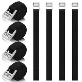 Pack of 8 short lashing straps, 50 cm lashing straps with ratchet, short lashing strap, adjustable lashing strap with clamping lock for bicycle, luggage, motorcycle, car roof rack, surfboard (black)