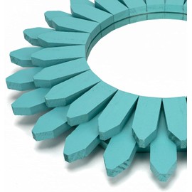 Honiway Beach Wall Decor Mirror 2 Pack 12 inch Wood Coastal Wall Decor Sunburst Boho Home Decor Room Decor for Bedroom Living Room Entryway Cyan