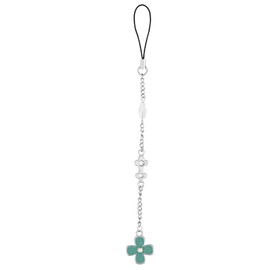 XIHIRCD Four Leaf Clover Phone Charm, Cartoon Anime Phone Charm Shamrock Keychain Charm Flower Phone Strap Charm Cosplay Costume Keyring Pendant for Bag Phone Decoration (Blue)