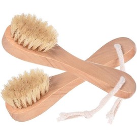 Natural Bristles Wooden Face Cleaning Brush Wood Handle Facial Cleanser Nose Scubber Exfoliating Facial Skin Care Pack of 2