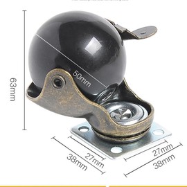 Multibao 4xPcs 2 Inch Ball Castor Wheel 50mm Antique Swivel Caster Plate Mounted For Furniture Chair Sofa with 16 Screws