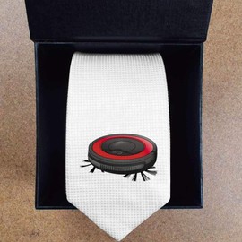 Azeeda 'Robot Vacuum' White Tie/Necktie with Gift Box (AT00013644)