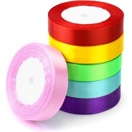 ZYHSLZ 6 Rollos Listón Satinado 2.5 cm, Cinta de Satén de Alta Densidad para Manualidades, Color Sólido (25 Yardas), Ideal para Bodas, Cumpleaños, Ramos, Decoración de Regalos y Proyectos DIY
