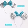 DRESHOW 2 Pack Mouse Ears Bow Headbands Glitter Party Decoration