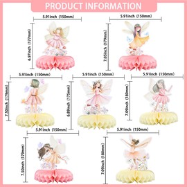 Gyufise 7 Pack Fairy Honeycomb Centerpieces Birthday Decorations Fairy Party Centerpieces for Table Fairies Theme Party Decorations My Fairy First Birthday Baby Shower Supplies
