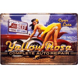 Antique Metal Plate Small [Yellow Rose] Z123 Tin Sign texin Sign American Vintage Iron Plate pinnappuga-ru Sign Board American goods American goods interior 世田谷 Base Garage Goods