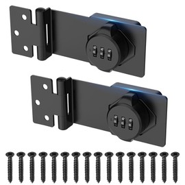 Forbabe Hasp with Combination Lock, 4.5 Inch Security Hasp Lock Bolt Black Metal Door Bolt Lockable for Doors Cupboards Windows (2)