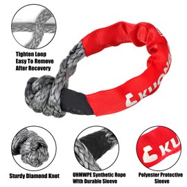 Soft Shackle Recovery 7/16"x20" Snatch Ring, Synthetic Soft Shackle Recovery Rope 36000lbs Breaking Strength Winch Snatch Block Towing Ring 42000lbs, for Truck ATV UTV SUVs Off-Road Vehicel Black Red