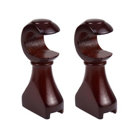 HEVSTIL 2Pack Wood Curtain Rod Brackets,Brown Support Bracket,Window Curtain Hooks for Curtain Rod 1-1/9in(28mm) Diameter