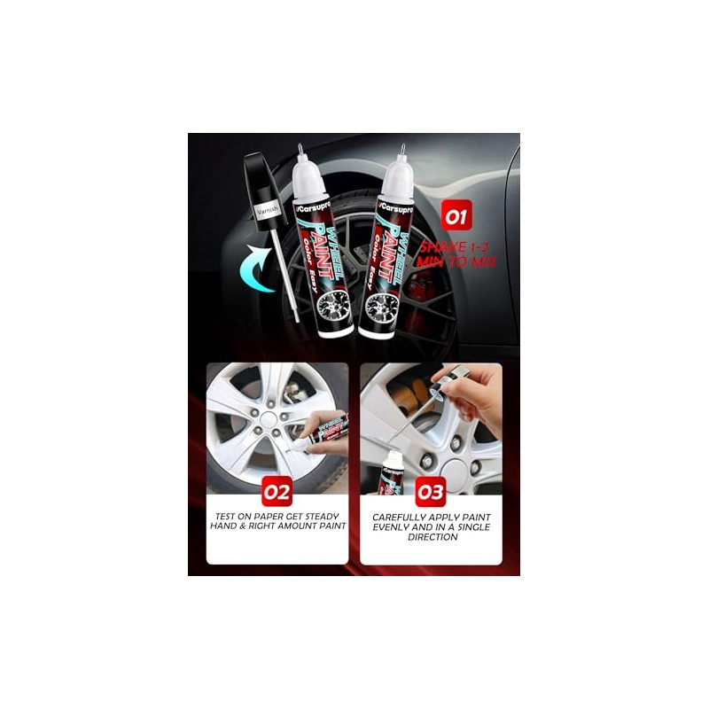 Carsupro Gloss Black Rim Paint, Car Wheel Touch up Paint,Wheel
