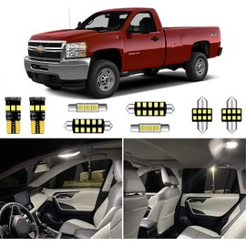 HUOKEDS 12pcs Silverado Interior LED Lights Replacement for 2007 2008 2009 2010 2011 2012 2013 Chevy Silverado 6000K Super Bright White Interior LED Bulbs Package + Installation Tool