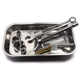 2 Pieces of 5.5" x 9" Stainless Magnetic Tray w/Strong Magnets for Tools & Hardware | Magnetic Tool Tray or Organizer for Mechanics & Handyman, Rectangular Magnetic Tray for Auto Shop and Workshop