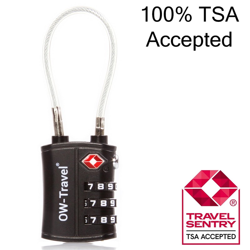 OW-Travel Cable Lock 3 Digit Combination Lock Suitcase Lock Padlock