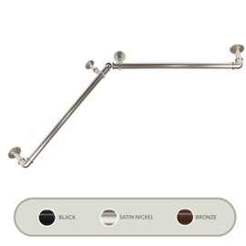 1 inch Blackout Corner Curtain Rod 28-48 inch - Satin Nickel