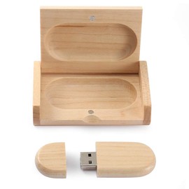 HOZYALE USB 2.0 Flash Drive Wood Memory Stick USB Stick 64GB Data Storage Ellipse Pendrive with Wooden Box