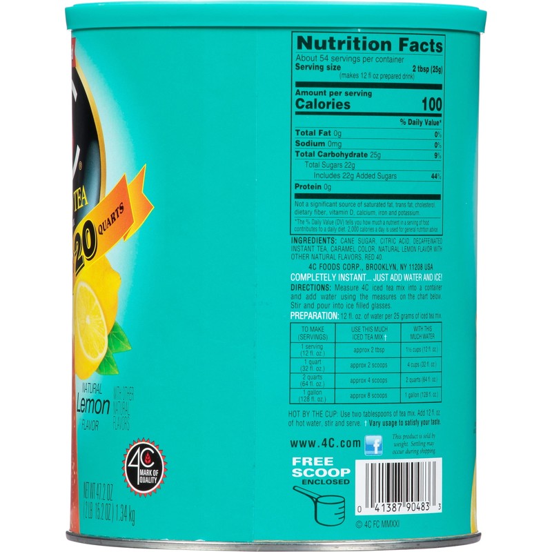 Unbranded Decaffeinated Iced Tea Mix, Lemon Flavor, 47.2 oz, 1