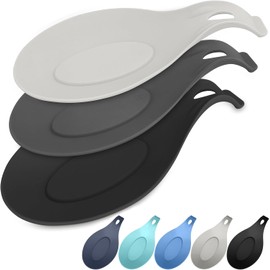 Juego de 3 cucharas de silicona para estufa, resistente al calor, fácil de limpiar, soporte de cuchara de cocina para encimera de cocina, soporte de cuchara de silicona para encimera de estufa,