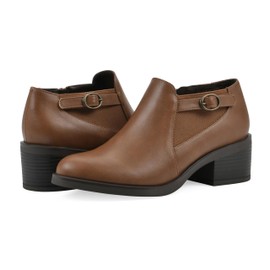 WHITE MOUNTAIN Women's Cuisine Heeled Western Shootie Boot, Chestnut/Smooth, 10 M