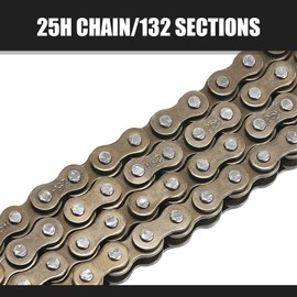 DYEKNEE 1 PC Auto Drive Chain, 25H 132-link Chain, Metal Roller Chain Connector Links, Universal for Most Off-Road, Motorcycle, ATV (Brown)