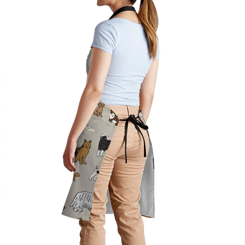 Smooffly Cute Dogs Animal Print Apron,Adjustable Neck Bib Apron for